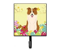Carolines Treasures Wandhaken, Ostereier, Border Collie, Rot, Weiß, klein, Mehrfarbig