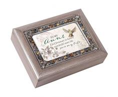 Cottage Garden Spieluhr, Motiv Tante in My Life, gebürstetes Zinn, mit Schmucksteinen, Grau