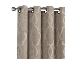 GoodGram Moderner Spalier geometrischer energiesparender Thermo-Verdunklungsvorhänge mit Ösen, 2 Stück Modern Taupe/Leinen