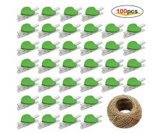 AIKE Mini Natur Holz Foto Clips Wäscheklammern Foto Papier Peg Rot Herz DIY Craft Clips mit 10 m Jute Bindfäden Blue Heart-100pack