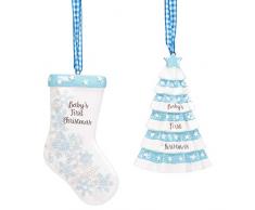 Roman Dekofigur, Weihnachtsstrumpf, Schneeflocke, 10 cm, Kunstharz, 2 Stück 4 x 2.5 Blauer Weihnachtsstrumpf