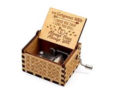 Xiao My Sunshine Spieluhr mit Handkurbel, Holz, Lasergravur, Vintage-Spieluhr, Geschenk für Sohn von Mutter zum Geburtstag, Thanksgiving Days Weihnachten (You Are Braver Than) Ehemann an Ehefrau