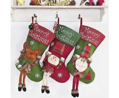 Weihnachtsstrümpfe, 45,7 cm, personalisierbar, 3er-Set mit 3D-Schneeflocke, Weihnachtsmann, Schneemann, Rentier, klassische Weihnachtsstrümpfe, Dekoration für Weihnachtsbaum, Urlaub, Familienfeier Stil 3