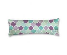 Mermaid Maßstab violett und blau seidig Reißverschluss Körper Kissen Schutzhülle 50,8 x 137,2 cm