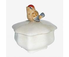 Better & Best Rctg Kasten, rechteckig, unregelmäßiger Deckel mit Strohhalm, Maße 11,5x10x12 cm, Material: Keramik, Weiß, Einheitsgröße