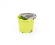 Smart-T-Haus Eimer 14 l rund Abtropfgestell grau Mini Räder, grün, Maße 33 x 35 x 28 cm. Gewicht: 620 g.