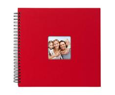 goldbuch Spiralalbum Living Red, Erinnerungsalbum mit Bildausschnitt, Fotoalbum mit 50 schwarzen Seiten, Foto Album zum Einkleben, Fotobuch mit Einband in Leinenoptik, 25 092, Papier, Rot, 32x36 cm