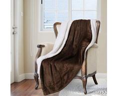 Homeideas Super warme Sherpa-Decke für den Winter, flauschig, dicke Fleece-Decken, extra weich für Bett und Couch Throw(50x60) braun