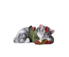 YAMUDA handbemalte Katzen-Statue, Tierfigur, Sammlerstück für Zuhause, Wohnzimmer, Schlafzimmer, Büro, Buhos, Bücherregal, TV-Ständer Dekor Schlafende Katze
