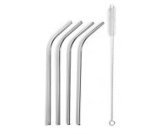 Lacor 63131 63131 Set 4 Strohhalme + Bürste, 21 Zoll, Edelstahl