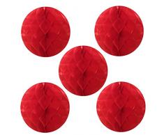 Wrapables Tissue Honeycomb Ball Party Dekorationen für Hochzeiten, Geburtstagsfeiern, Baby Duschen und Kinderzimmer Decor (Set von 5), 15,2 cm rot