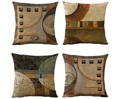 WOMHOPE Set von 4 Vintage Geometrische Dekorative Überwurf-Kissenbezüge Kissenbezüge 45,7 x 45,7 cm für Wohnzimmer, Couch und Bett Country Rustic 18 braun