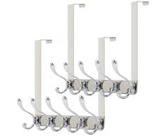 Webi Türhaken, Türhaken, Handtuchhalter mit 6 Kleiderhaken zum Aufhängen, Türgarderobe für Handtücher, Kleidung, Rückseite des Badezimmers Modern X-Large verchromt