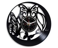 Kovides Schmetterling Wanduhr 30,5 cm Tier Wanduhr Handarbeit Wanduhr Vintage Vinyl Schallplatte Retro Wanduhr Große Weihnachten Geschenk Schmetterling Kunst Geburtstag Geschenk Neujahr Geschenk Schmetterling Geschenk Geschenkidee