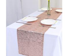 Zdada Rechteckiger Tisch Runner- Pailletten für Hochzeit/Party D ̈ COR 12x108inch Rose Gold