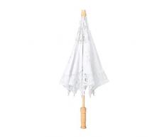 Fdit Handgefertigter Sonnenschirm mit Spitze, Blumenstickerei, für Hochzeiten, Braut, Fotografie, aus Seide Large weiß