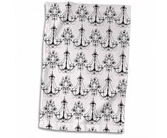 3D Rose Chic weiß und schwarz Kronleuchter Handtuch, 38,1 x 55,9 cm, Mehrfarbig