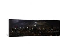 iCanvasART 1 Stück Buildings Lit Up at Night, Empire State Building, Manhattan, New York City, New York State, USA 2009 Leinwand Kunstdruck Panorama Bilder, 121,9 x 40,6 cm/3,8 cm Tiefe