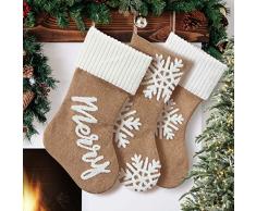 GMOEGEFT Weihnachtsstrumpf, 50,8 cm, Jute, Weihnachtsbaum, Urlaubsdekoration, Ornamente Pack of 3 Burlap