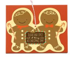 Night Owl Paper Goods Weihnachtskarte mit Lebkuchenmotiv, Holz, Nacht-Eule