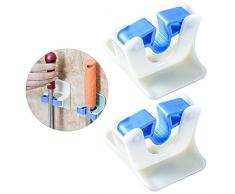 LUCKSTAR Besenhalter Set 2 Stück – Wandmontierter Gartenregal für Ihr Zuhause, Schrank/Garage, Schuppen weiß