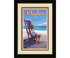 Northwest Art Mall jk-5751 fgdm GBC Neapel Florida Girl Beach Stuhl gerahmtes Wandbild Art von Künstler Joanne Kollman, 40,6 x 55,9 cm