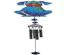 StealStreet SS-G-99953 Windspiel mit schwarz beschichteten Edelsteinen Hund hängend Garten Veranda Dekoration