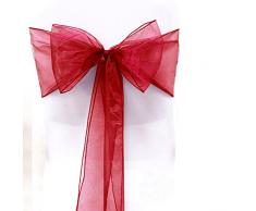 SF New 100 Stück Stuhl Deko Organza Schärpen Bögen für Hochzeit Veranstaltungen Banquet Home Kitchen Dekoration Schleife Band Apple Red