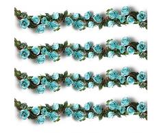 yiliyajia 4 (28,8 FT) Künstliche Rose Vines Fake Seide Blumen Rose Girlanden zum Aufhängen rose Ivy Pflanzen für Hochzeit Home Office Arch Arrangement Dekoration blau