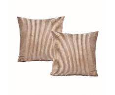TASLIFE Kissenbezüge für Sofakissen, Baumwolle, Leinen, 2 Stück 18 x 18 inch A-Striped Khaki