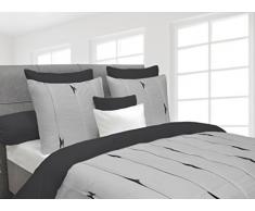 Heckett Lane Mako-Satin Wendebettwäsche Hopper 135x200 (80x80) Glacier Grey/Dark Gull Grey