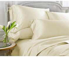 UHCBeddings Fadenzahl 1000 fabric100% Ägyptische Baumwolle, Queen Bed Sheet Set, für 45,7 cm Tiefe Matratzen, weiß, Baumwolle, elfenbeinfarben, California King