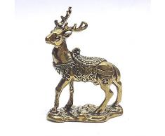 poppip süße Mini-Messing-Hirsch-Tierfigur, Puppenhaus, Miniatur, Garten, Dekoration, Sammlerstück, 3 x 2 cm