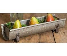 Colonial Tin Works ctw 770009 Deko-Metall Huhn Feeder Tischplatte Übertopf Tablett, verzinktem Stahl, rustikale Farmhouse Industrie-Stil Home Decor, Grau