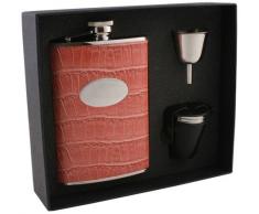 VisolMerveilleux Flachmann Deluxe Geschenkset, Kunstleder, 227 ml, Pink