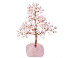 TUMBEELLUWA Tumebelluwa Heilender Quarz Geldbaum Trommelsteine Bonsai Home & Office Feng Shui Dekor für Glück und Reichtum 7in Rose