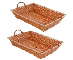 W & P Trading Co. Set von 2–15.75-inch handelsübliche langlebigem Kunststoff gewebt Speisen Servieren Aufbewahrungskorb Körbe, oblang Form, W/Servieren Griffen