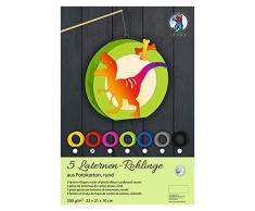 Laternen-Rohlinge rund in rubinrot, 5 Stück, ca. 22 x 21 x 10 cm groß, aus Fotokarton 300 g/m² gelasert, zum Kleben, ideal zum Gestalten einer individuellen Laterne