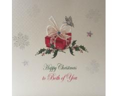 WHITE COTTON CARDS X127 Weihnachtskarte mit Aufschrift to Both of You, handgemacht, Geschenk-Motiv, Weiß