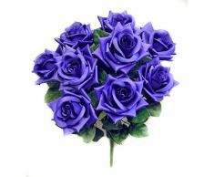 Admired By Nature Künstliche Rosenstrauß, 9 Stiele für Muttertag oder Dekoration für Zuhause, Restaurant, Büro und Hochzeit, 2 Stück violett