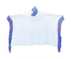 SKOLOO Kapuzendecke für Kinder & Erwachsene, Einhorn tragbare Decken, Strickdecke Kapuzenpullover Plüsch Warme Decke, Flauschige Decken, Überwurfdecken Large Blaue Quasten