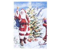 Oak Street Leinwandbild, Motiv Weihnachtsmann mit LED-Beleuchtung, 20 x 15 cm, 6 Stunden Timer