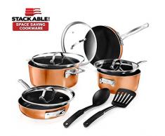 Gotham Topf- und Pfannenset, stapelbar Deluxe Cookware Set Large braun