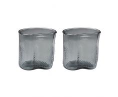 ELK Grey Fish Net Glass Set of 2 Vase, Glas, grau, 8.6 L x 6.9 W x 8.4 H