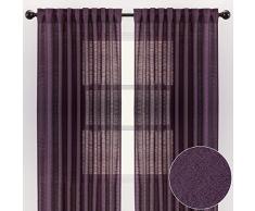 Chanasya Vorhänge aus belgischem Leinen, texturiert, für Wohnzimmer, Schlafzimmer, Fenster, Terrasse, Büro, teilweise durchsichtige Fenster, Vorhänge für Heimdekoration, 2 Stück Casual W52xH96 Inches aubergine