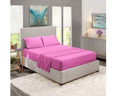 Nestl Bettlaken-Set – 1800 Tiefe Taschen, Bettwäsche-Set – Hotel Doppelbett-gebürstete Mikrofaser – Spannbettlaken, Bettlaken, Kissenbezüge Flex-Top King Size Strahlende Orchidee, Violett