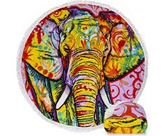 Dawhud Direct Strandtuch, Mikrofaser, rund, 152,4 cm Durchmesser, mit Fransen 60 Dean Russo Elephant
