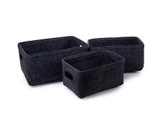 Truu Design Stylish Felt Storage Baskets, Dark Grey, 16 x 12 inches, Set of 3 Aufbewahrungskorb, Filz, dunkelgrau, 16 x 12