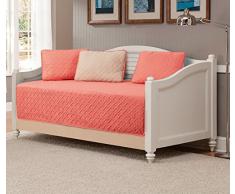 K&M MK Collection 5 moderne Tagesdecke Tag Bett massiv geprägt Wende Coral/Khaki Beige New