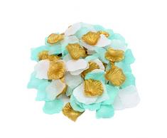 2NDTONONE 900 Stück Mint Gold Weiß Rosenblätter künstliche Blütenblätter für Hochzeit Party Tischkonfetti Laufläufer Blumenmädchen Brautparty Hotel Home Vase Dekoration